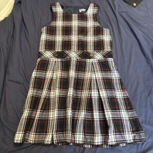 Lands' End Kids Plaid Dress - Navy, White, Red